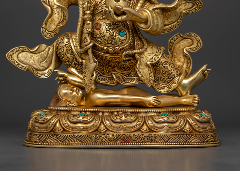 Majestic Mahakala Bernakchen Fierce Protector Statue | 24K Gold Gilded