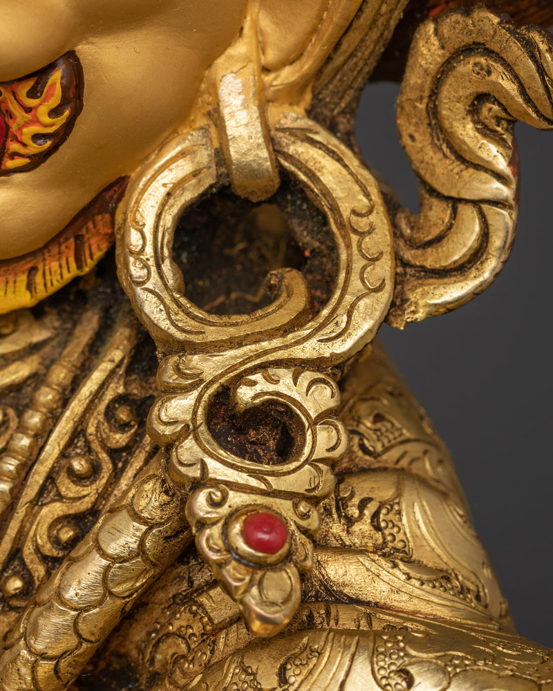 Majestic Mahakala Bernakchen Fierce Protector Statue | 24K Gold Gilded