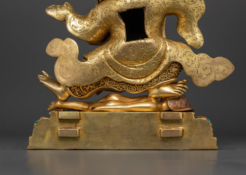 Majestic Mahakala Bernakchen Fierce Protector Statue | 24K Gold Gilded