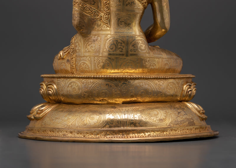 Amitabha Divine Light Buddha Statue | Handcrafted Gold Gilded Sculpture