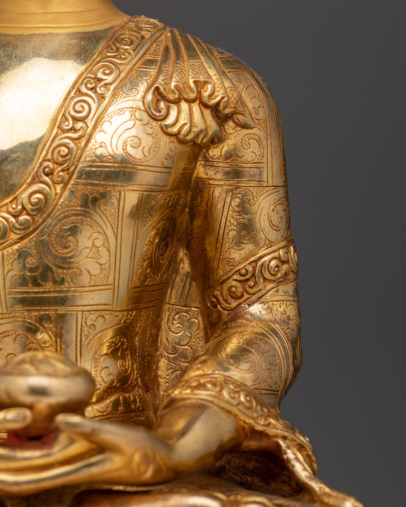 Amitabha Divine Light Buddha Statue | Handcrafted Gold Gilded Sculpture