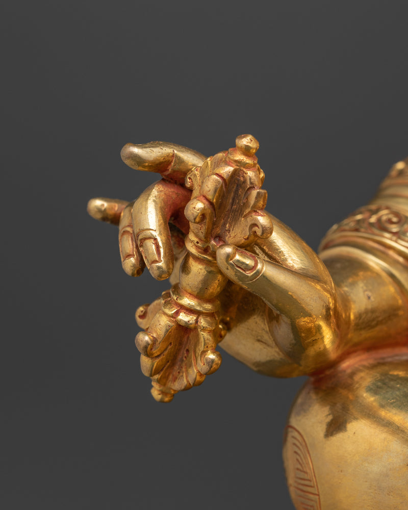 Tibetan Tantric Guru Rinpoche | Handcrafted Gold Gilded Sculpture