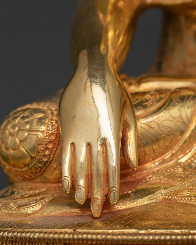 Shakyamuni Dhyani Buddha Statue | Handcrafted Gold Gilded Sculpture