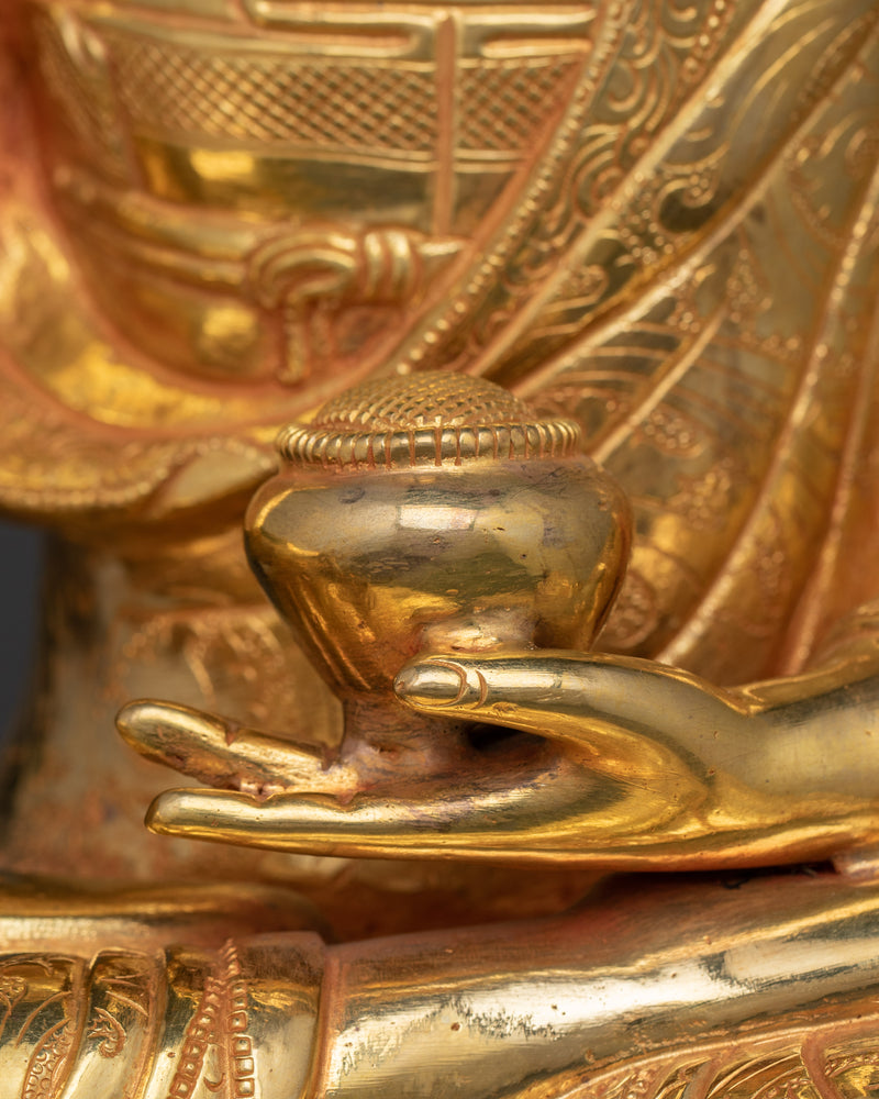 Shakyamuni Dhyani Buddha Statue | Handcrafted Gold Gilded Sculpture