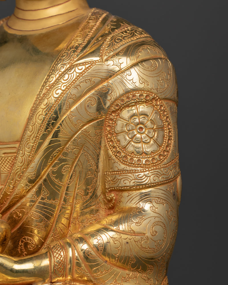 Shakyamuni Dhyani Buddha Statue | Handcrafted Gold Gilded Sculpture