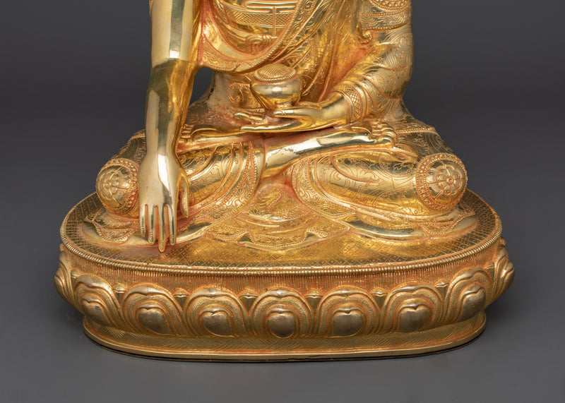 Shakyamuni Dhyani Buddha Statue | Handcrafted Gold Gilded Sculpture