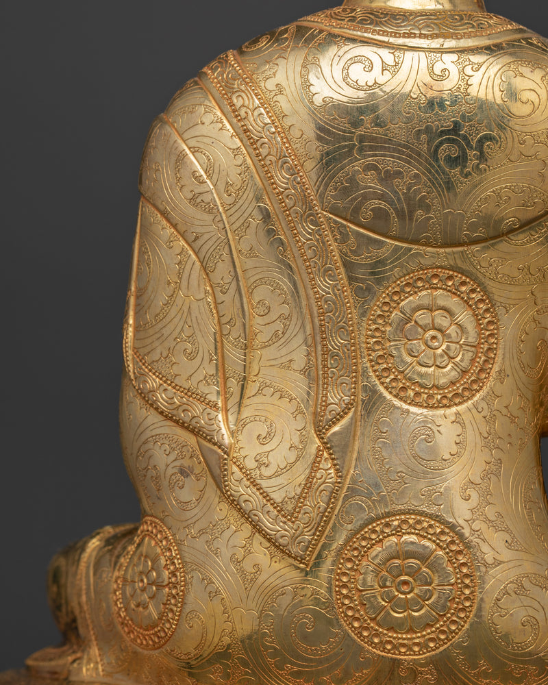 Shakyamuni Dhyani Buddha Statue | Handcrafted Gold Gilded Sculpture