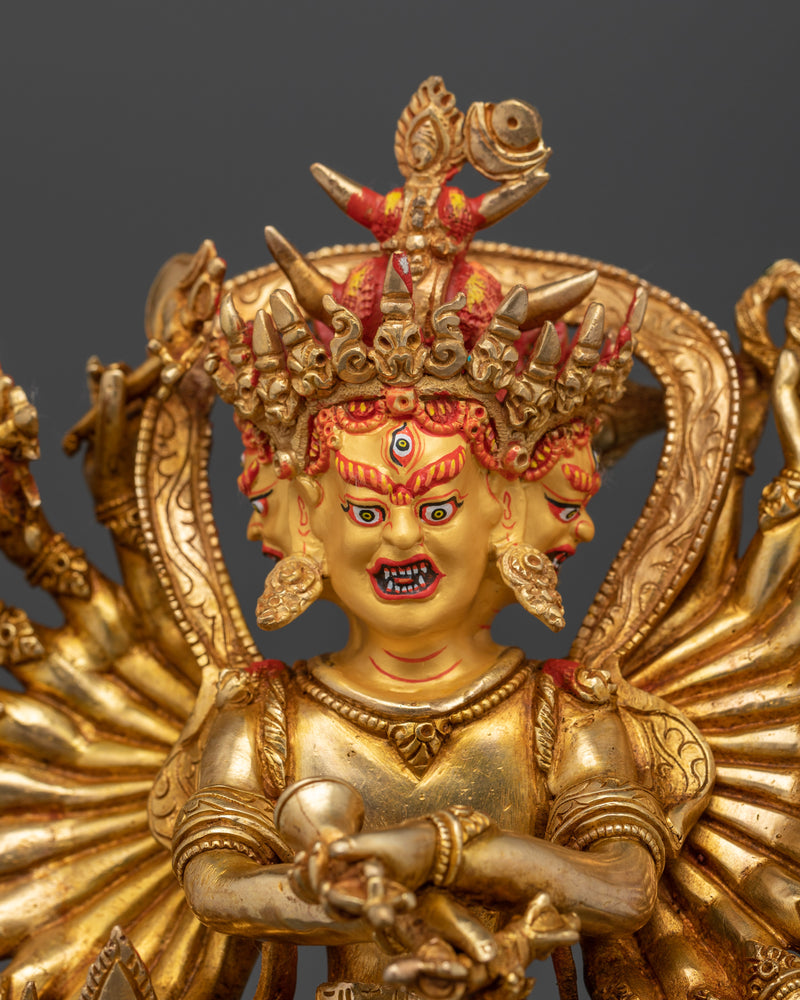 Heruka Chakrasambhara Yidam | Handcrafted Gold Gilded Sculpture