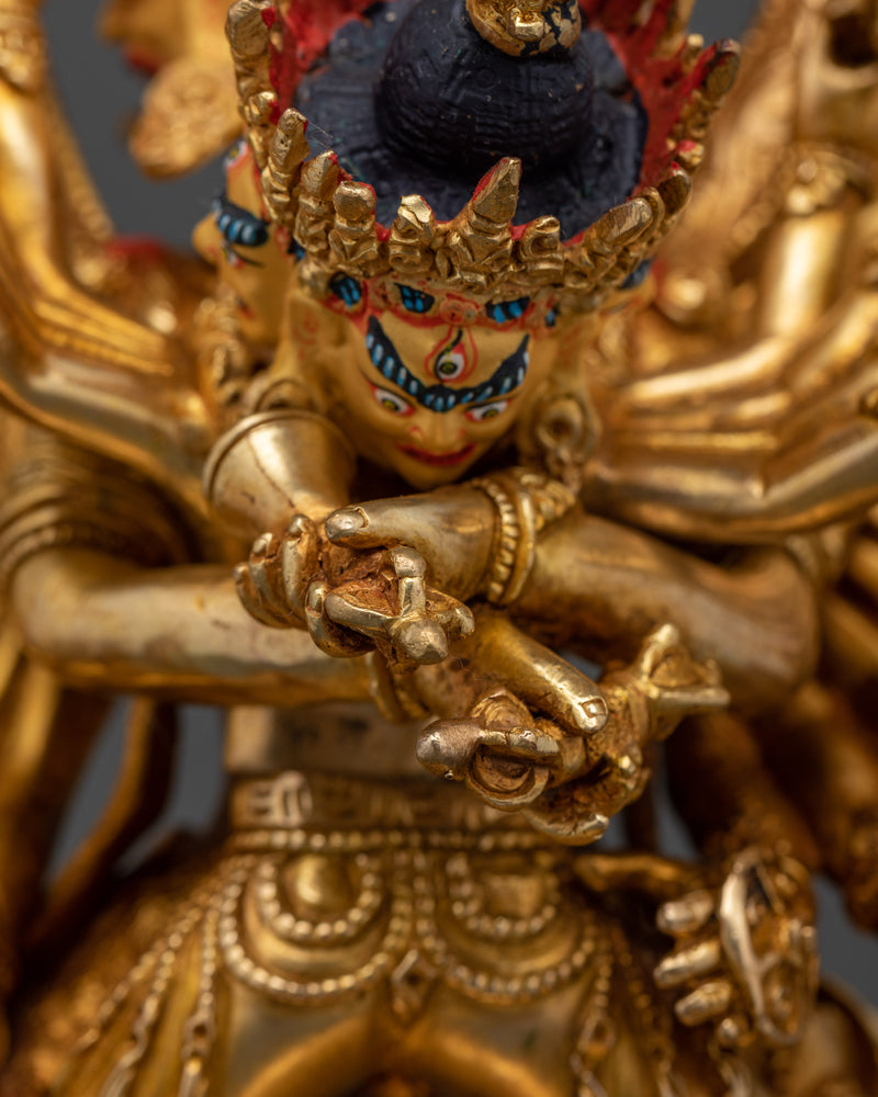 Heruka Chakrasambhara Yidam | Handcrafted Gold Gilded Sculpture