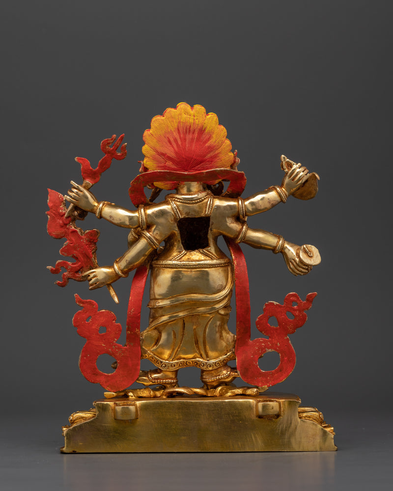 An Elegant White Mahakala Figurine | Handcrafted 24K Gold Gilded Sculpture