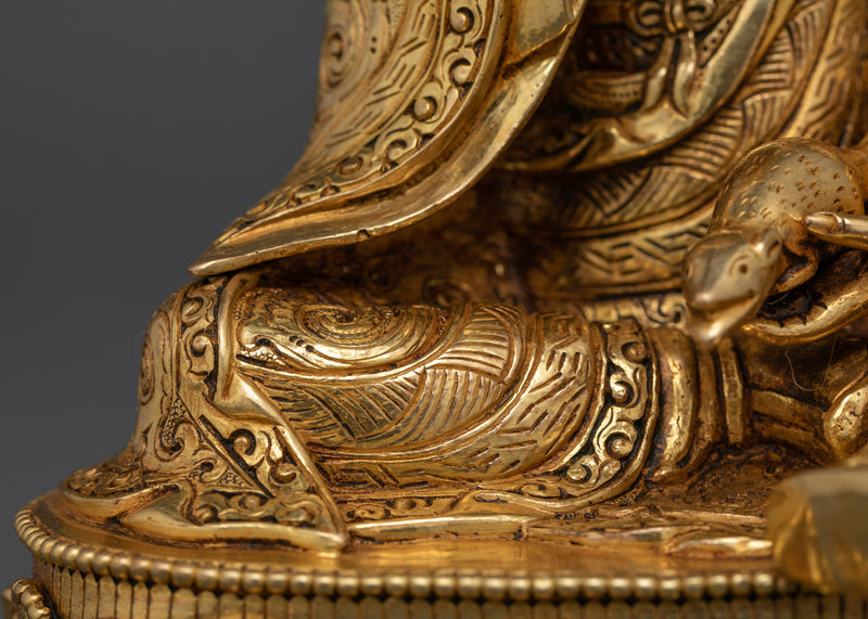 Guru Norla Lama Statue | Sacred Gold Gilded Spiritual Art