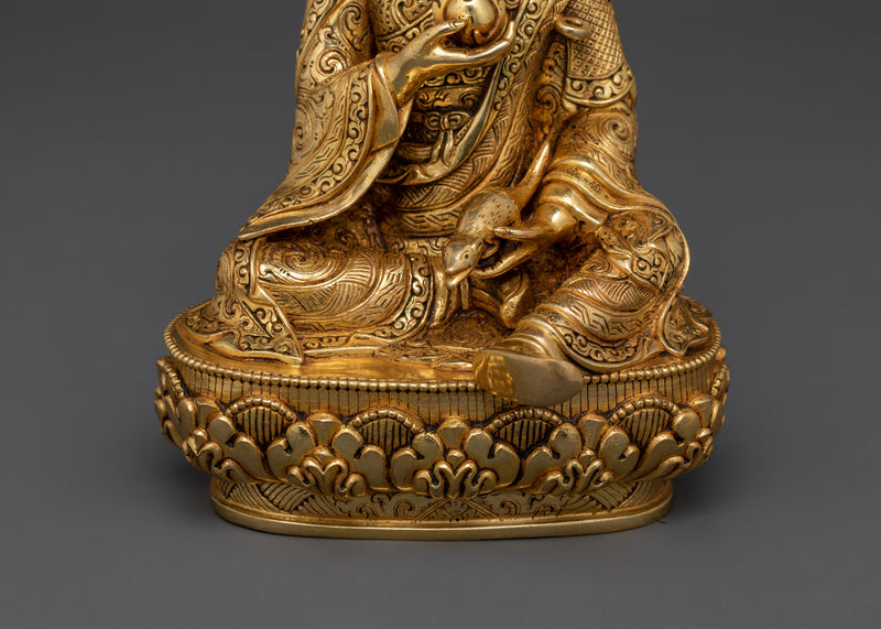 Guru Norla Lama Statue | Sacred Gold Gilded Spiritual Art