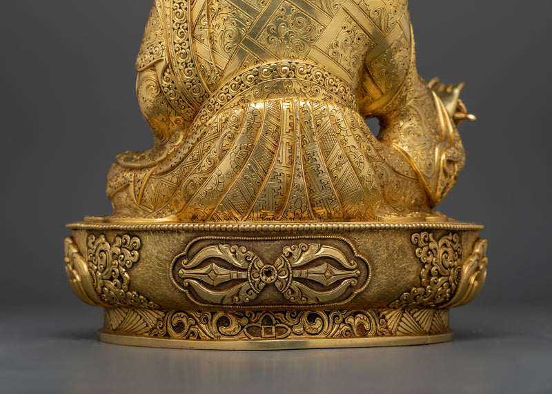 Budh Guru Rinpoche Statue | 24K Gold Gilded Copper Sculpture