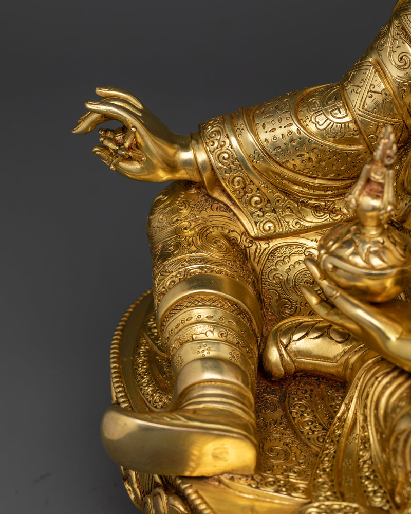 Budh Guru Rinpoche Statue | 24K Gold Gilded Copper Sculpture