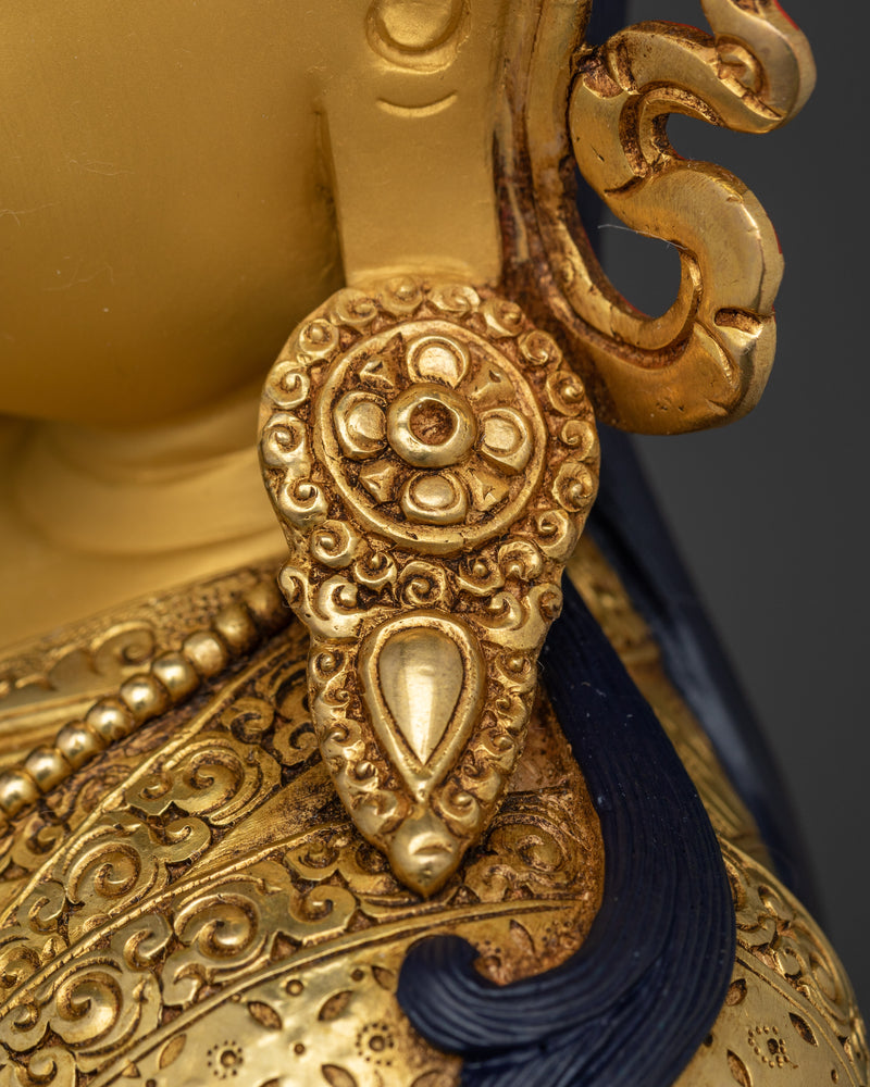 Budh Guru Rinpoche Statue | 24K Gold Gilded Copper Sculpture