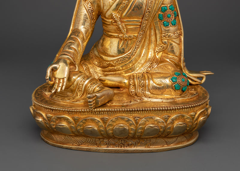 Yeshe Lama Jigme Lingpa Statue | 24K Gold Gilded Copper Sculpture