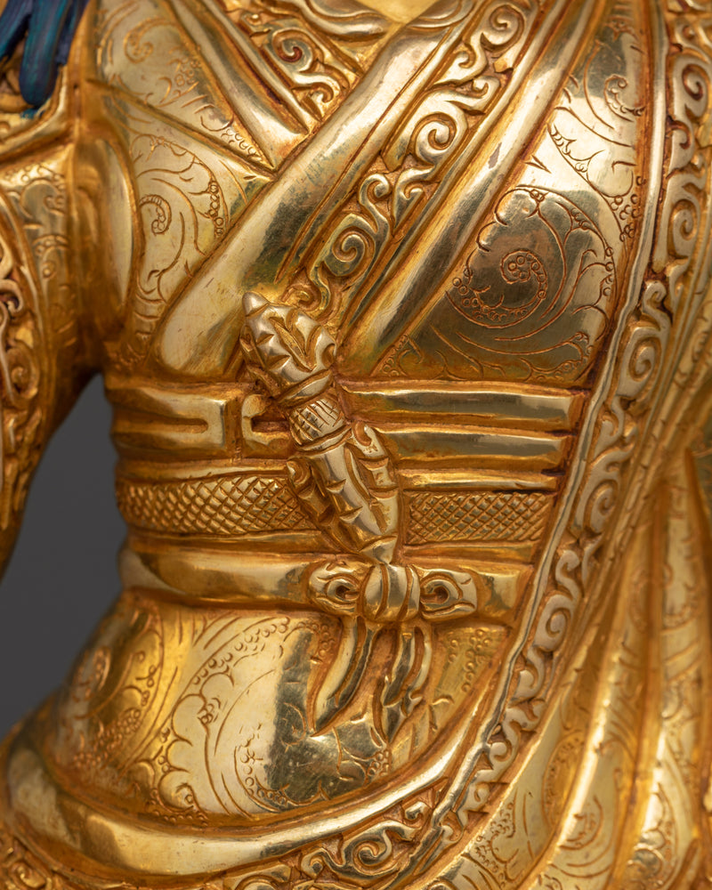 Yeshe Lama Jigme Lingpa Statue | 24K Gold Gilded Copper Sculpture