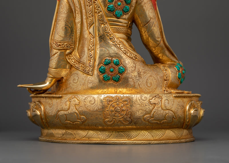 Yeshe Lama Jigme Lingpa Statue | 24K Gold Gilded Copper Sculpture