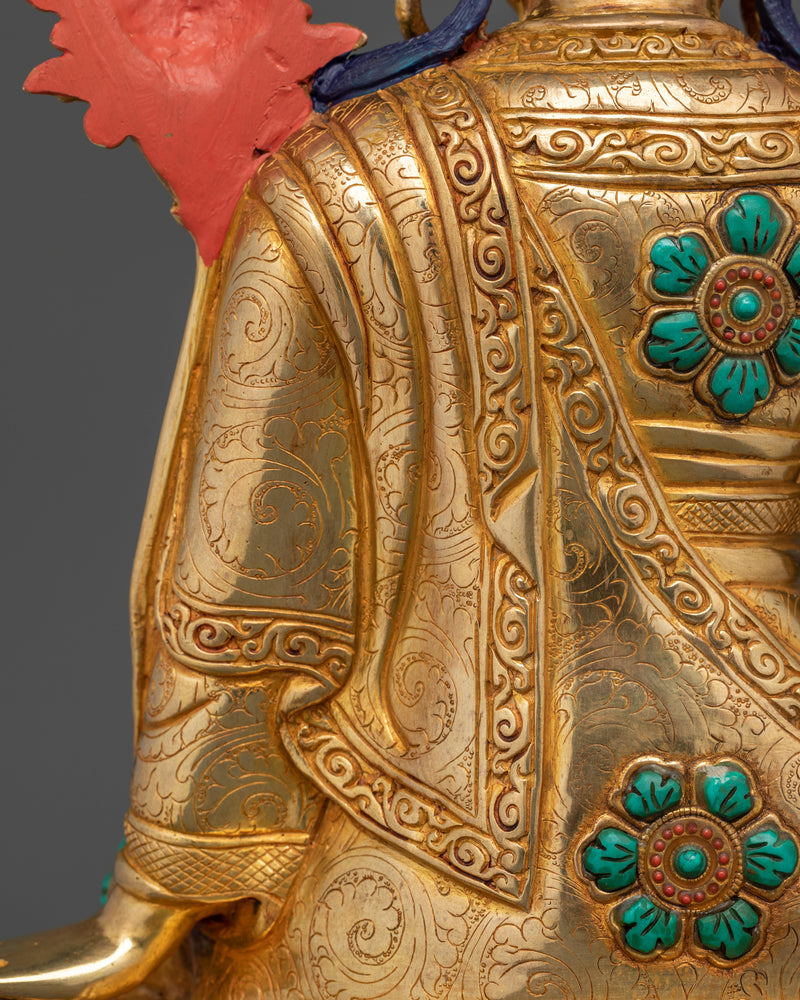 Yeshe Lama Jigme Lingpa Statue | 24K Gold Gilded Copper Sculpture