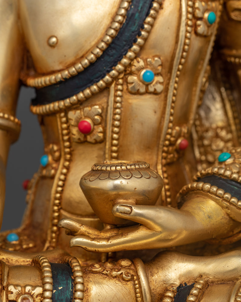 Crowned Shakyamuni Buddha | Gold-Gilded Spiritual Statue | Tibetan Buddhist Art