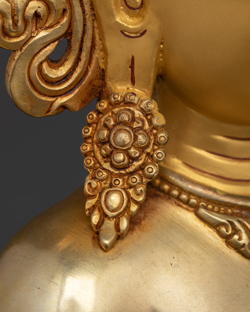 Crowned Shakyamuni Buddha | Gold-Gilded Spiritual Statue | Tibetan Buddhist Art