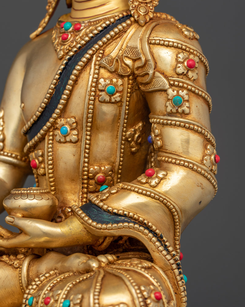 Crowned Shakyamuni Buddha | Gold-Gilded Spiritual Statue | Tibetan Buddhist Art