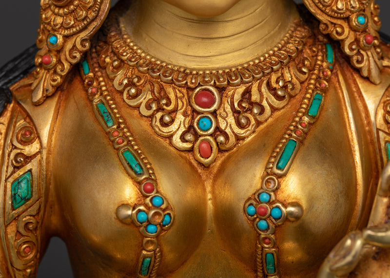 Green Tara - The Goddess of Compassion | 24K Gold Gilded Buddhist Statue