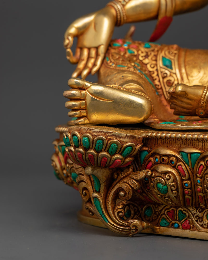 Green Tara - The Goddess of Compassion | 24K Gold Gilded Buddhist Statue