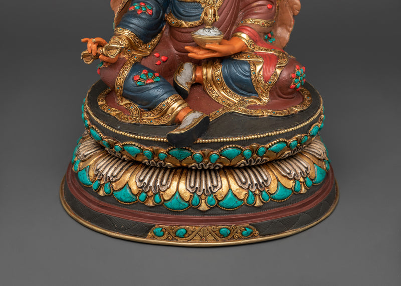 Tibetan Lama Guru Rinpoche Statue | 24K Gold Gilded Buddhist Art