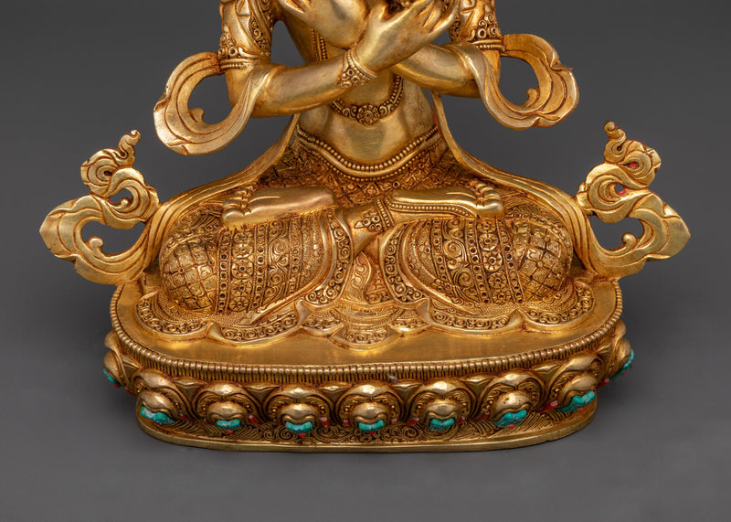 Vajradhara Meditation Statue | 24K Gold Gilded Tibetan Art