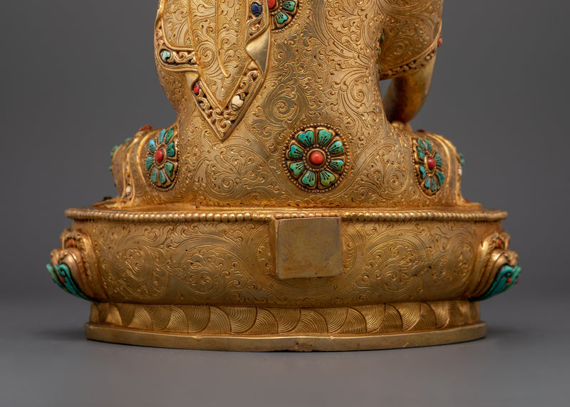 Buddha Siddhartha Gautama Shakyamuni Sculpture | 24K Gold Gilded Tibetan Art