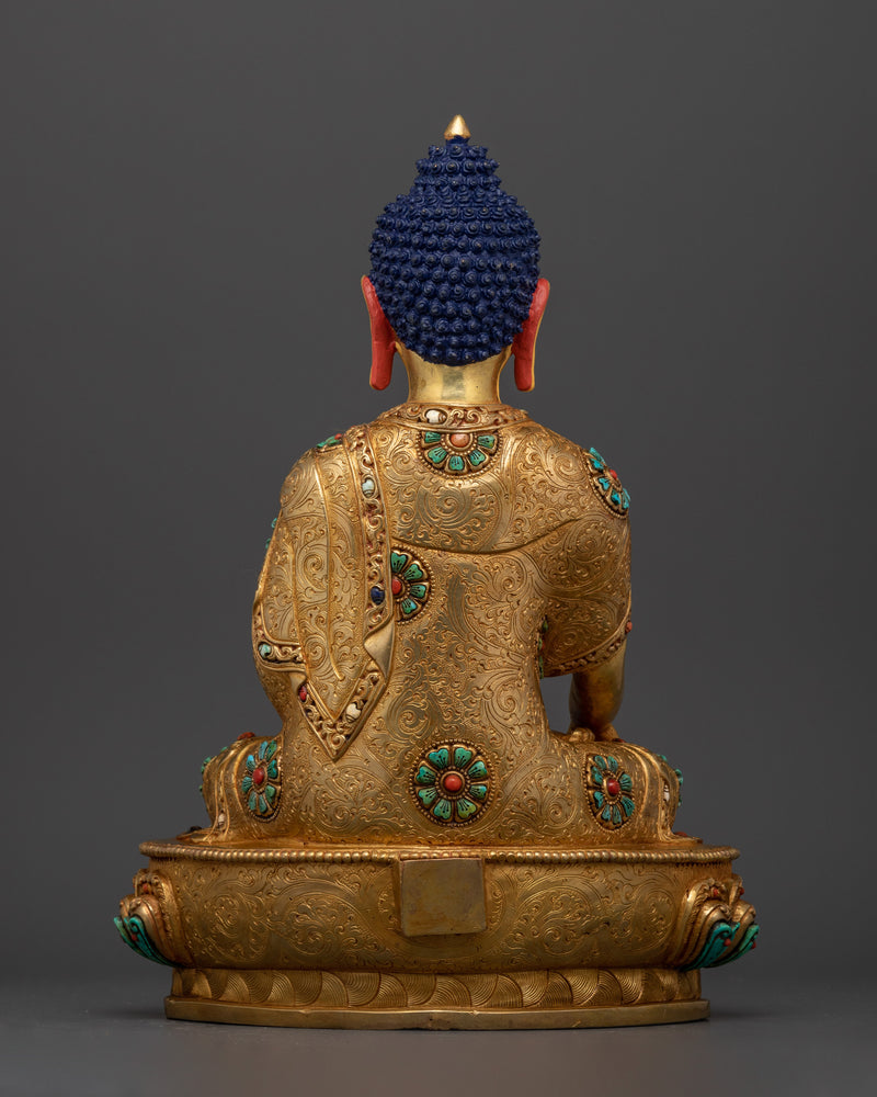 Buddha Siddhartha Gautama Shakyamuni Sculpture | 24K Gold Gilded Tibetan Art