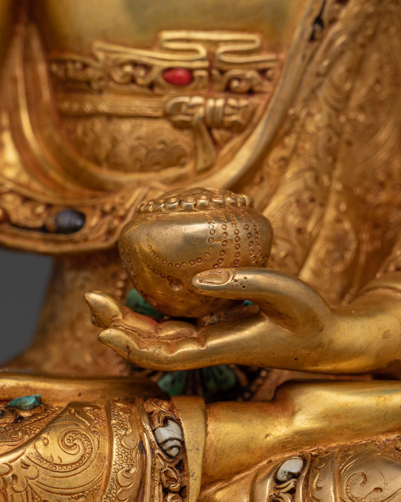 Buddha Siddhartha Gautama Shakyamuni Sculpture | 24K Gold Gilded Tibetan Art