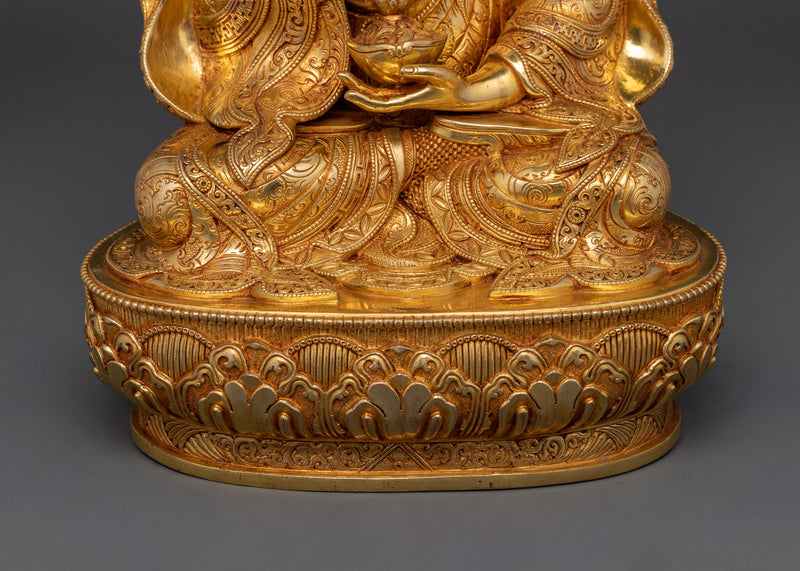 Bhutan Guru Rinpoche Statue | 24K Gold Gilded Tibetan Art