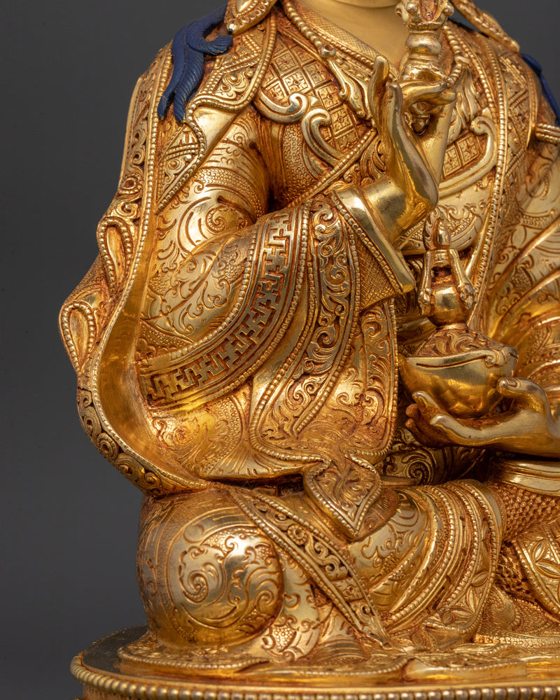 Bhutan Guru Rinpoche Statue | 24K Gold Gilded Tibetan Art