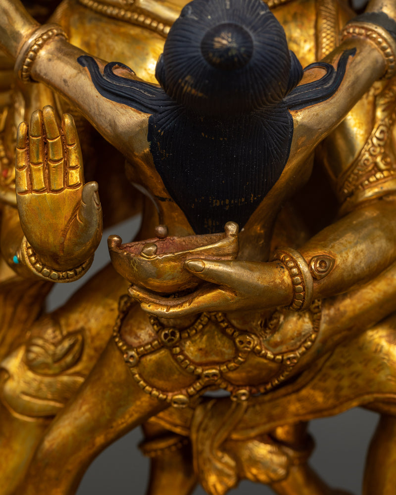 Spiritual Vishvarupa Statue | 24K Gold Gilded Copper Sculpture