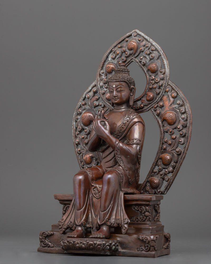 Deity Maitreya Buddha Statue | Handcrafted Oxidized Copper