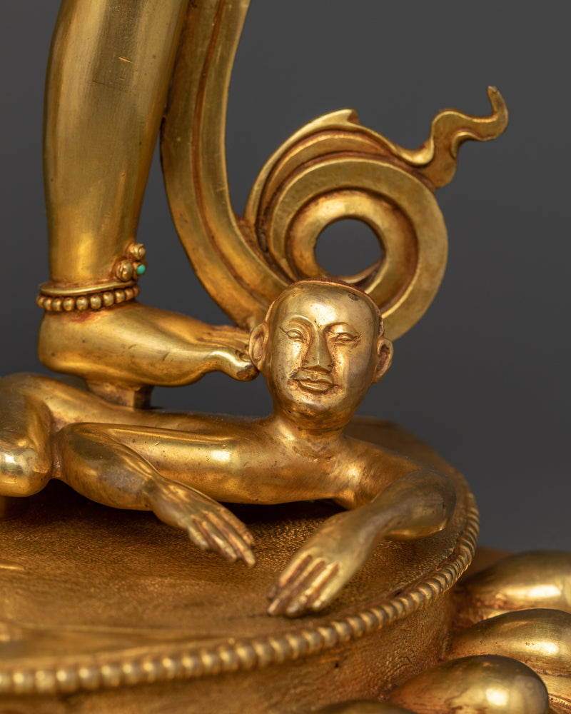 Traditional Mahakala Figurine | Handcrafted 24K Gold Gilded Tibetan Sculpture