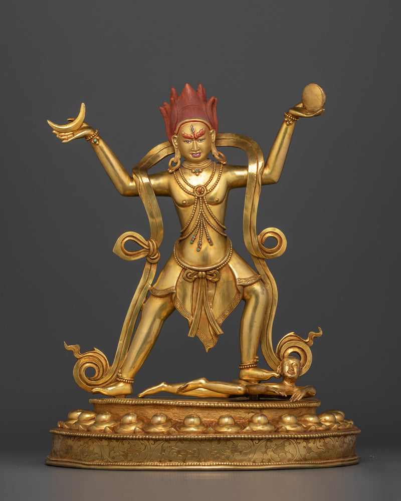 Traditional Mahakala Figurine | Handcrafted 24K Gold Gilded Tibetan Sculpture