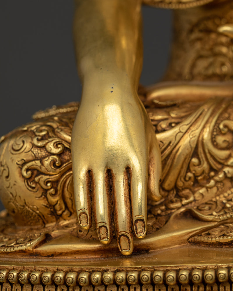 Spiritual Buddha Shakyamuni | Handcrafted 24K Gold Gilded Copper Statue