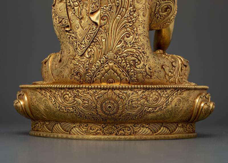 Spiritual Buddha Shakyamuni | Handcrafted 24K Gold Gilded Copper Statue