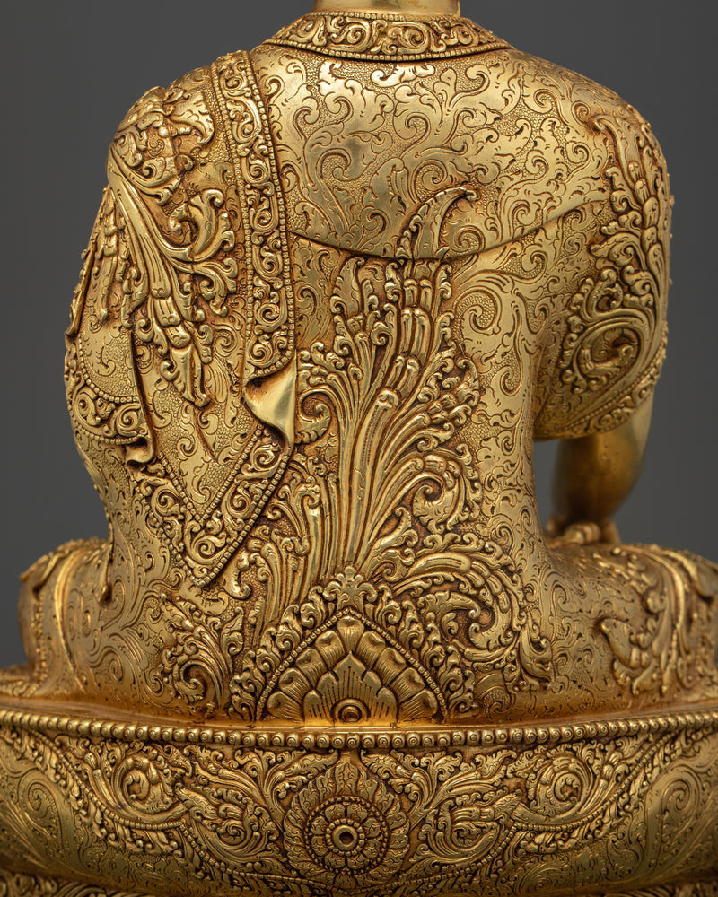 Spiritual Buddha Shakyamuni | Handcrafted 24K Gold Gilded Copper Statue