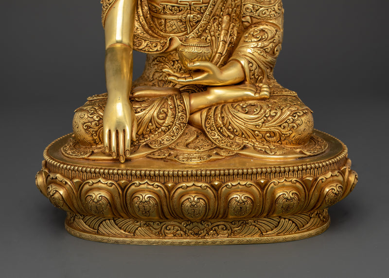 Spiritual Buddha Shakyamuni | Handcrafted 24K Gold Gilded Copper Statue