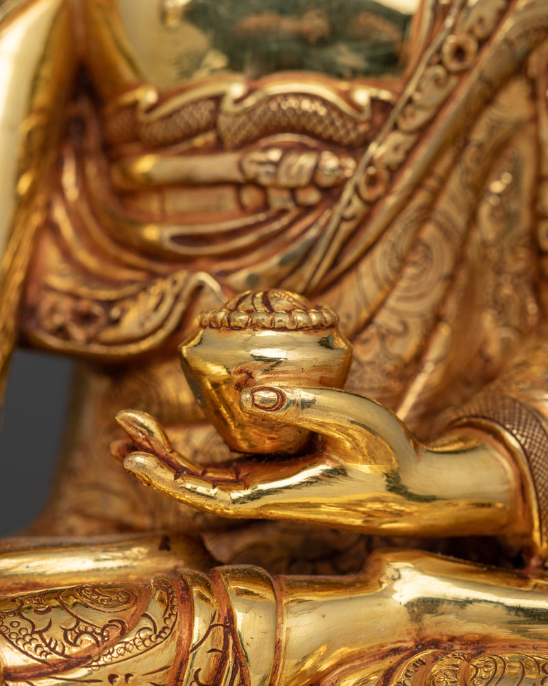 Historical Shakyamuni Buddha Figurine | 24K Gold Gilded Sculpture