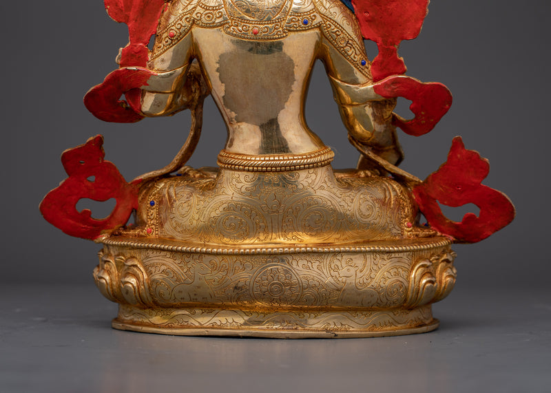 Longevity Deity White Tara Statue | 24K Gold Gilded Sculpture