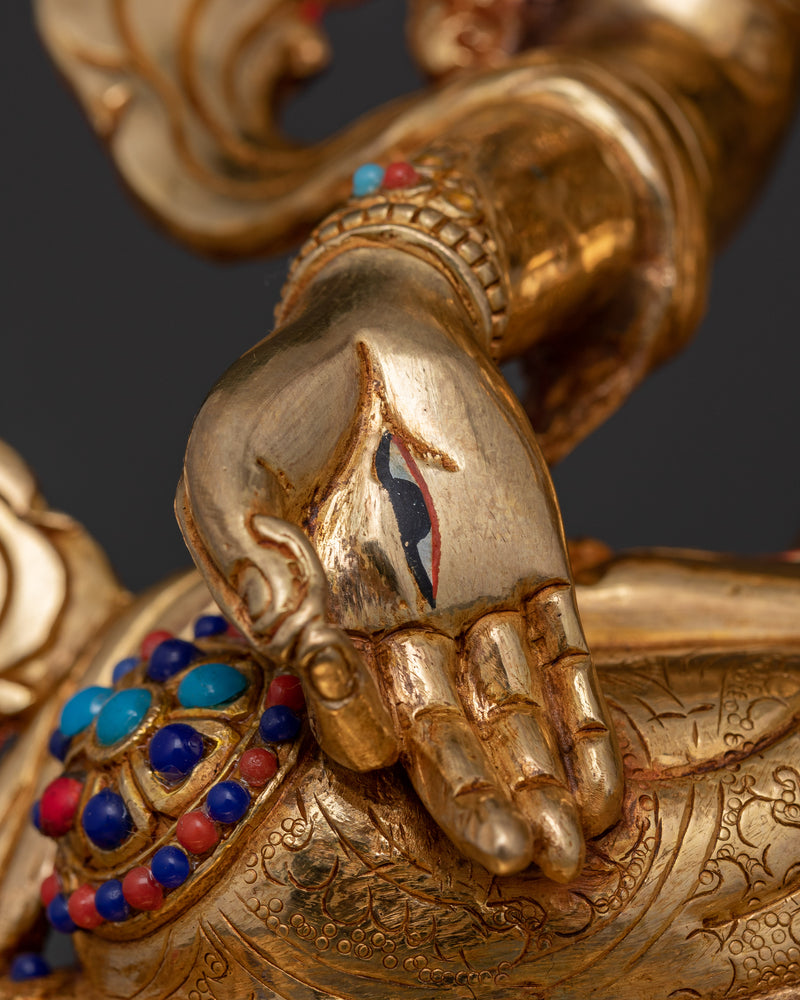 Longevity Deity White Tara Statue | 24K Gold Gilded Sculpture