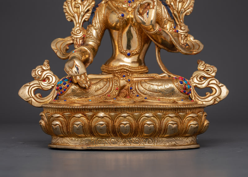 Longevity Deity White Tara Statue | 24K Gold Gilded Sculpture