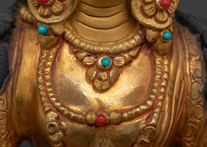 24K Gold Gilded Goddess of Wealth | Vasudhara Statue