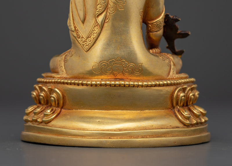 Medicine Buddha for Shrine | Handcrafted 24K Gold Gilded Statue