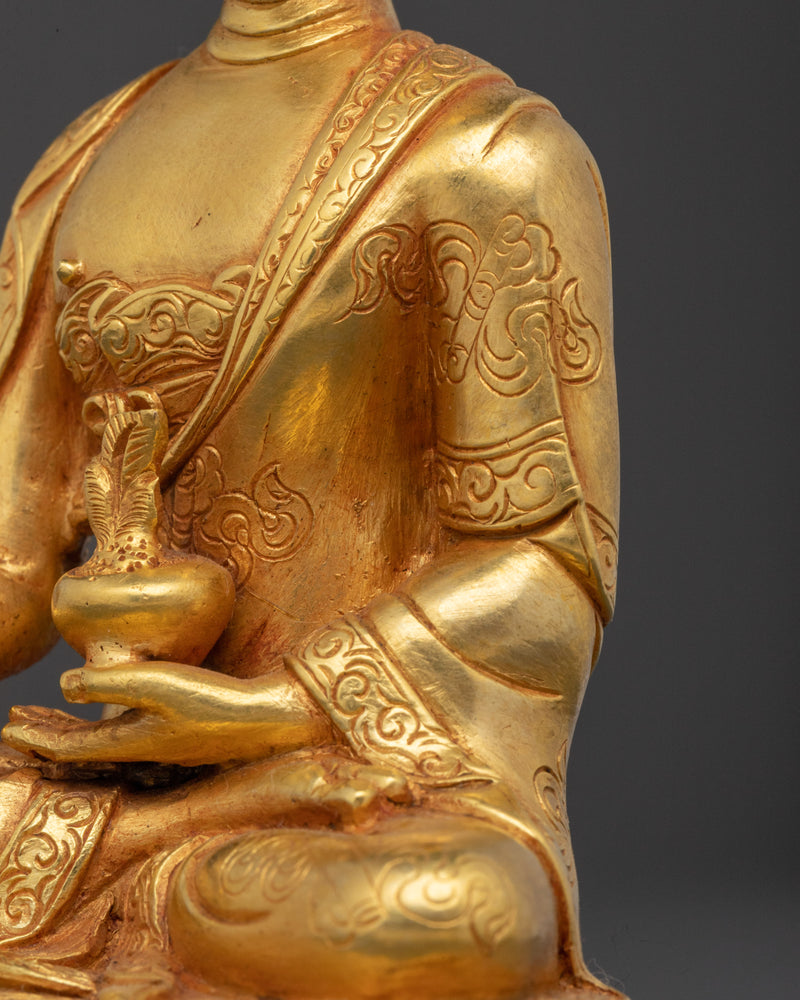 Medicine Buddha for Shrine | Handcrafted 24K Gold Gilded Statue